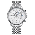 New Fashion Business Three-Hand Chronograph Alloy Quartz Leather Luminous Watch Leather Band Stylish Mens