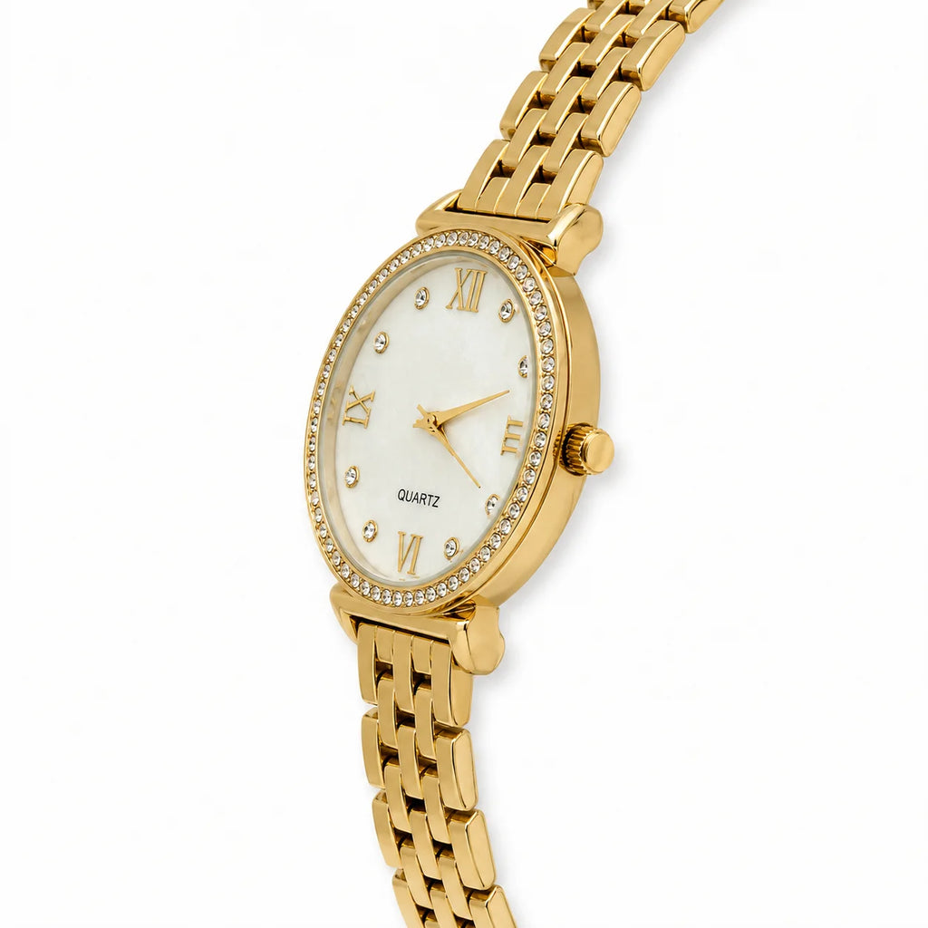 OEM Custom Logo Round Quartz Analog Glass Watch Alloy Case Metal Strap 33mm Dial Wholesale Unisex Casual