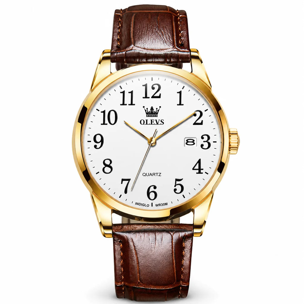 Wholesale Simple Couple Quartz Watch Fashion Waterproof Alloy Case Leather Strap 9mm Thick 39mm Dial Leisure Men's Watch