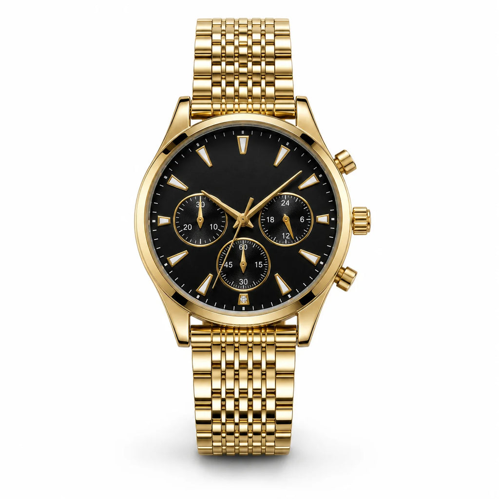 OEM Custom Logo Extra Large Round Quartz Watch Alloy Case Glass Dial Metal Strap 45mm Wholesale Luxury Style Watch