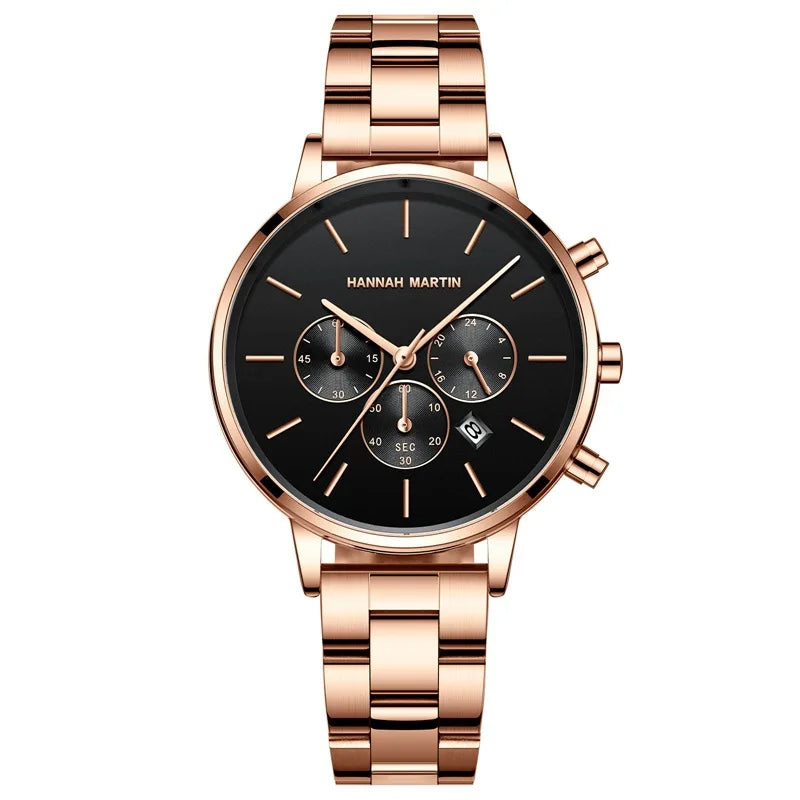 Women's Business Watch Alloy Stainless Steel Strap Pointer 30M Water Resistant Quartz Movement Calendar Elegant Design 38mm