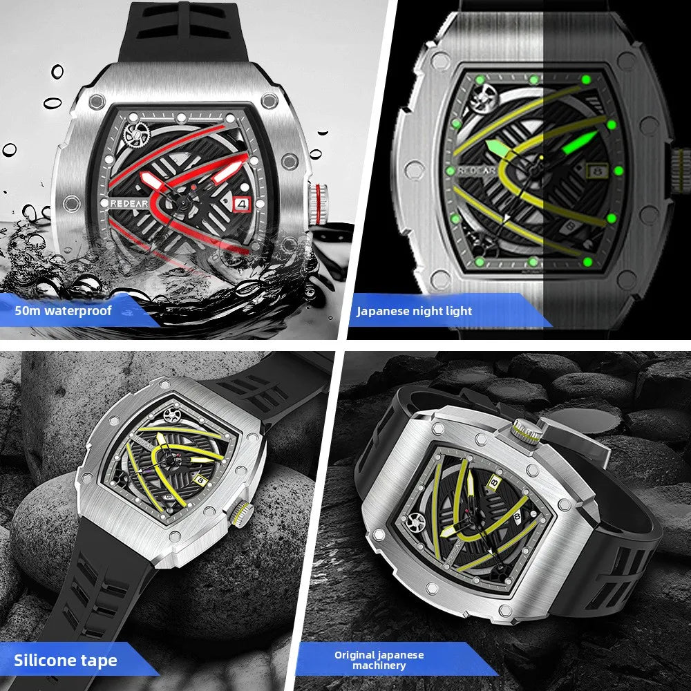 Custom High-end Men's Mechanical Watch Japan MIYOTA Citizen Movement 50m Water Resistant Stainless Steel Luminous Silicone 45mm