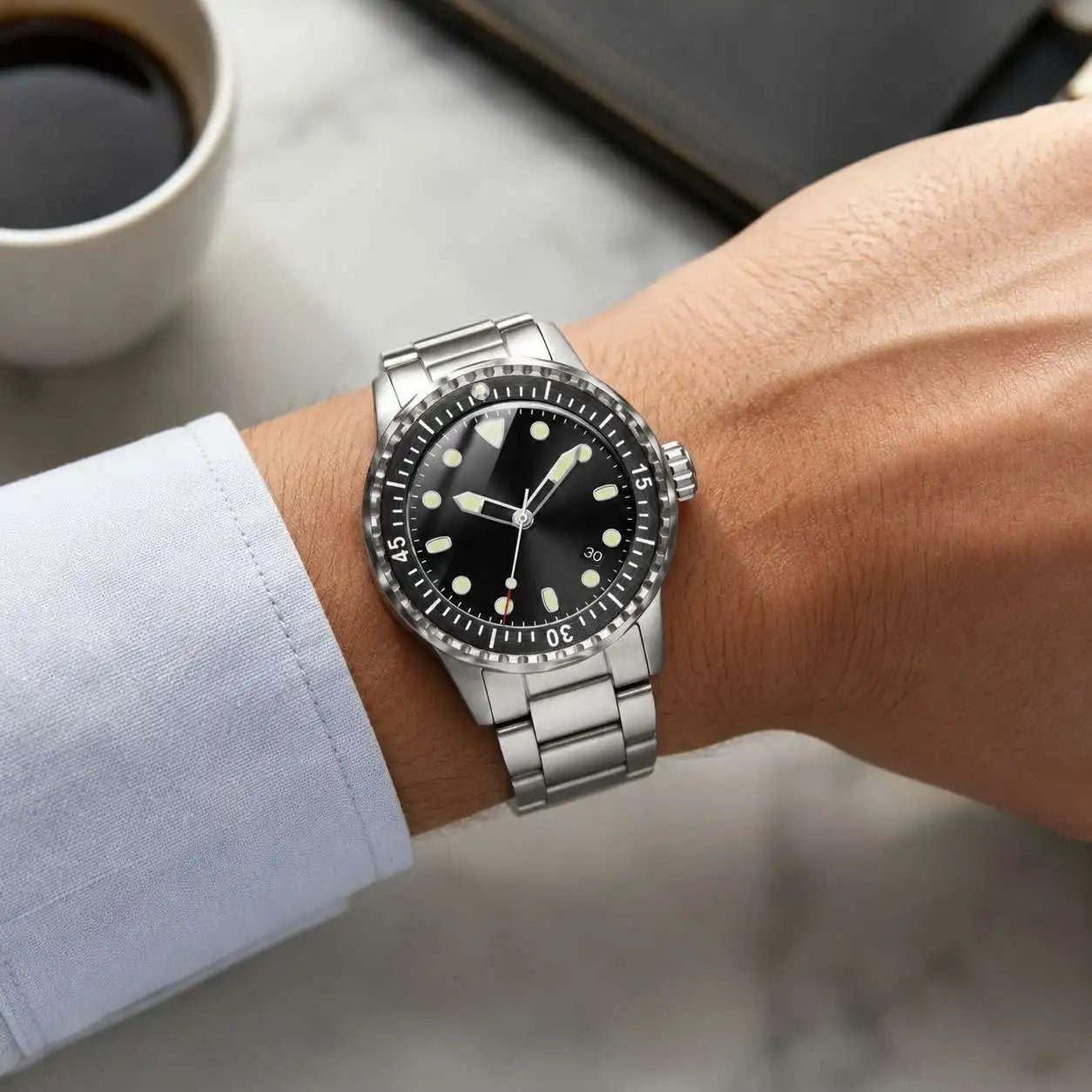 Cross-border Explosion High-end Custom Watch NH35 Automatic Stainless Steel Sapphire Crystal Luminous Sports Diving Men's