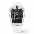 Transparent Men's Sport Watch 45mm Mineral-Strengthened Glass Silicone Band Quartz Movement Elegance Daily Use Business Acrylic