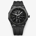 Hub-Style Rotating Quartz Rubber Band 47mm Pointer Dial Stainless Steel Case 30M Water Resistant Simple Men's Fashion Watch