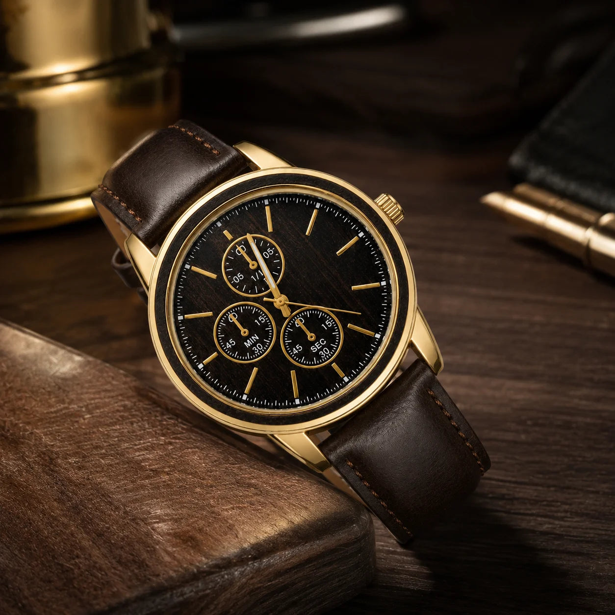 OEM Custom Logo Extra Large Round Quartz Analog Glass Watch Stainless Steel Case Metal Strap 45mm Dial Wholesale Sports