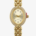 OEM Custom Logo Small Quartz Analog Glass Watch Alloy Case Metal Strap Dial Vintage Luxury Butterfly Clasp Splash Resistant