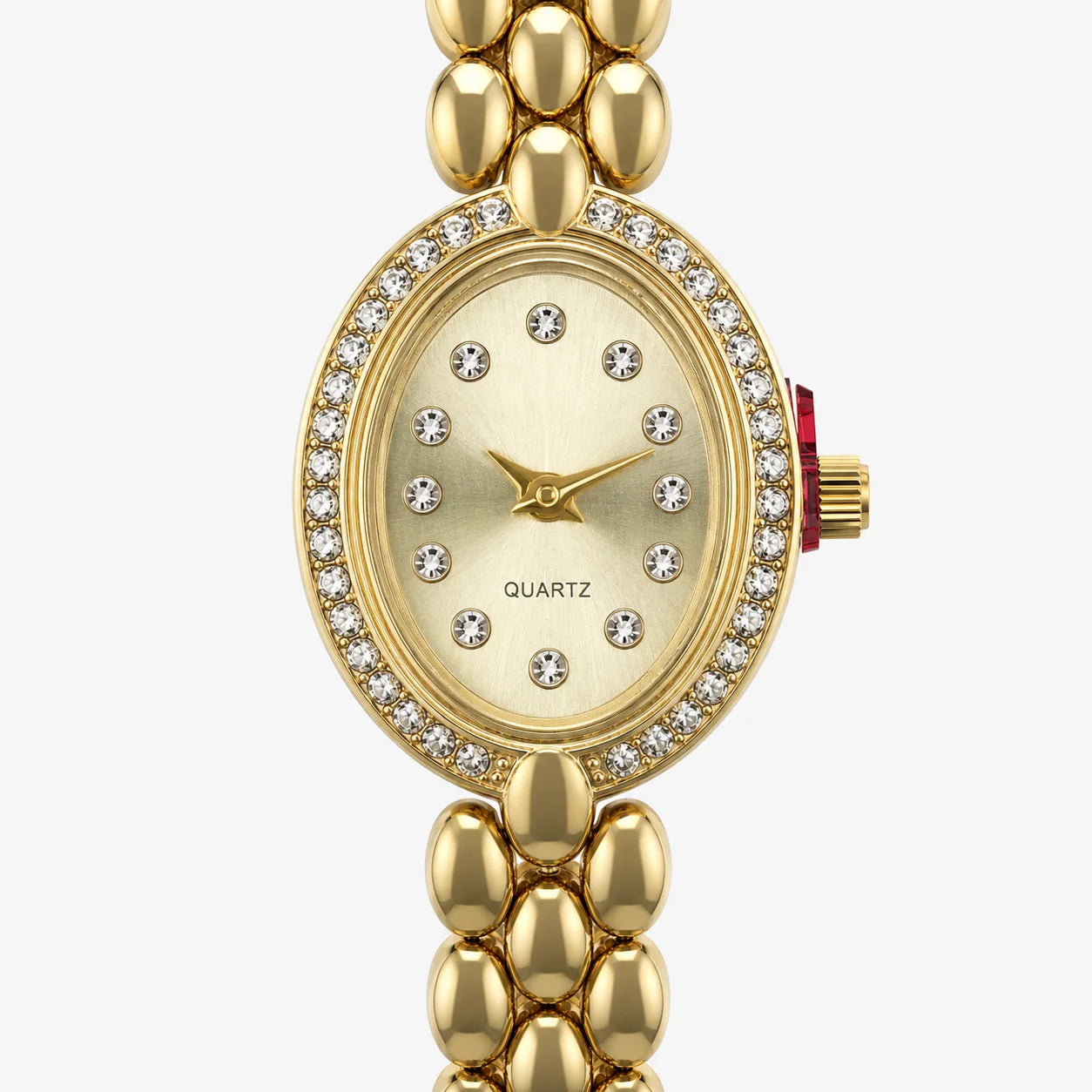 OEM Custom Logo Small Quartz Analog Glass Watch Alloy Case Metal Strap Dial Vintage Luxury Butterfly Clasp Splash Resistant