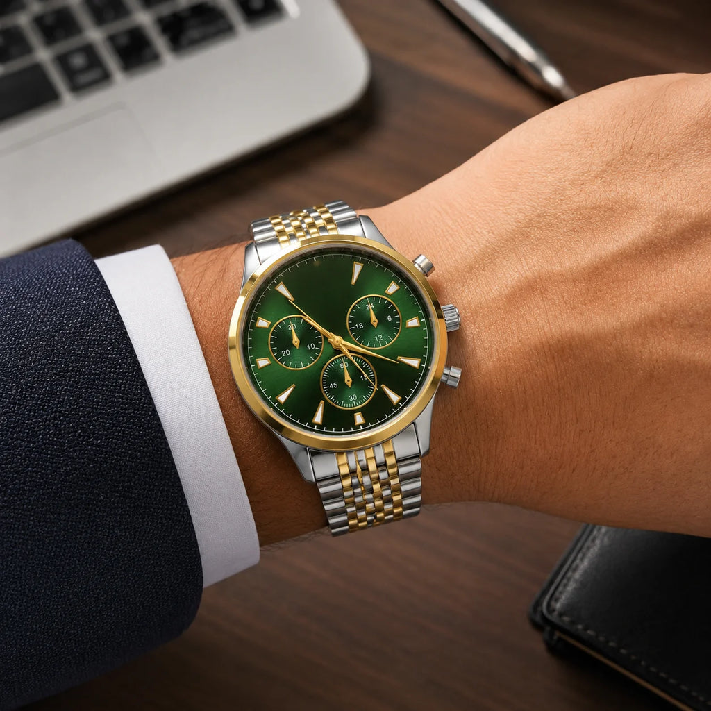 OEM Custom Logo Analog Extra Large Quartz Watch Glass Alloy Case Metal Strap 45mm Splash Resistant Wholesale Business Watch