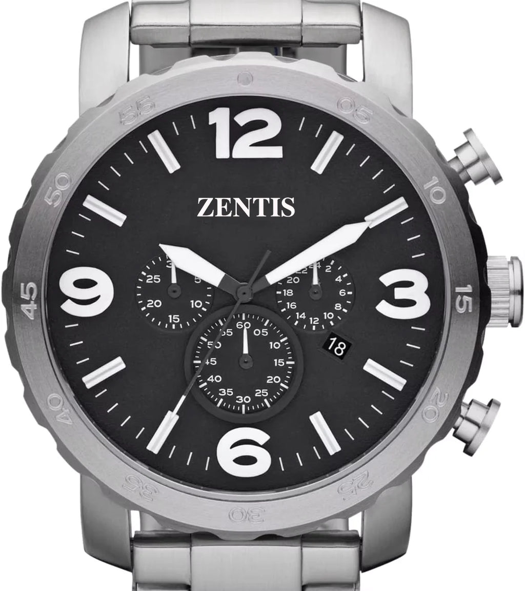Men's Nate Quartz Analog Chronograph Oversized Stainless Steel Watch