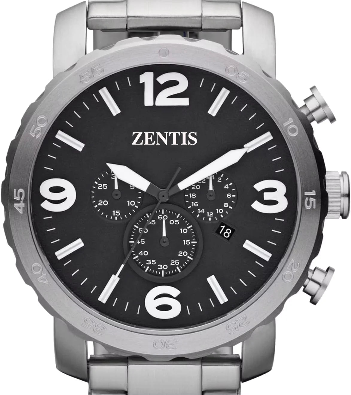 Men's Nate Quartz Analog Chronograph Oversized Stainless Steel Watch