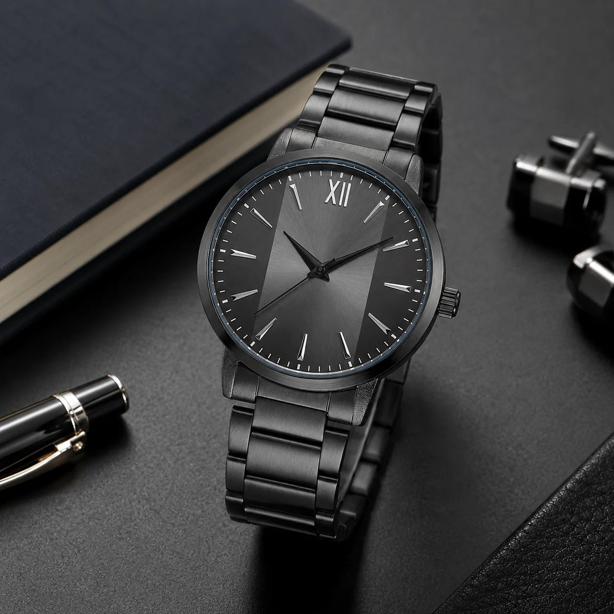 Customized OEM Sport Quartz Watch Alloy Case Pointer Dial Water Resistant 30M Stainless Steel Band for Men & Women