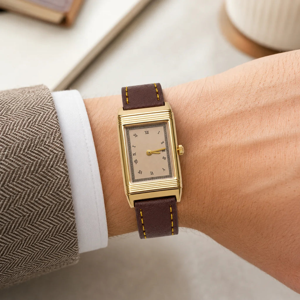 OEM Custom Logo Men's Quartz Watch Rectangle Alloy Case Glass PU Leather Strap Wholesale for Business Casual Wear