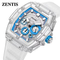 Transparent Case Square Luminous Quartz Movement Pointer Dial Men's Fashion Watch Alloy Case Plastic Band