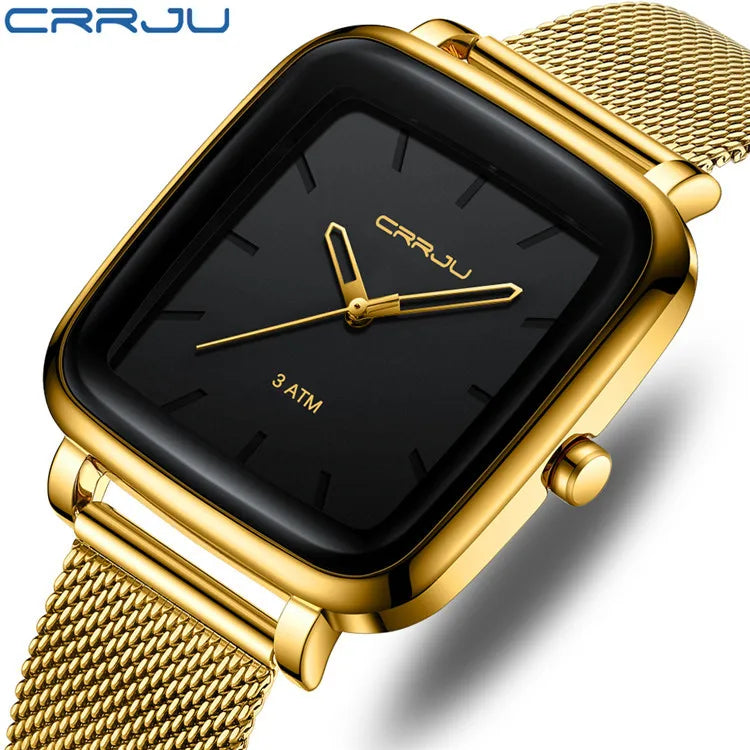 Men's Leisure Watch Square Dial Alloy Case Pearl Quartz Analog Stainless Steel Band Water Resistant 30M Long Fashionable