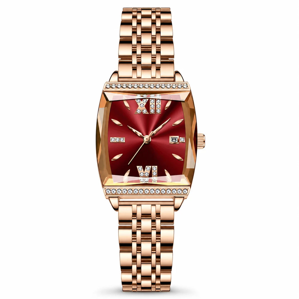 Custom Logo ODM Women's Square Alloy Case Stainless Steel Bracelet Quartz Movement Luminous Pointer Waterproof 30M Fashion
