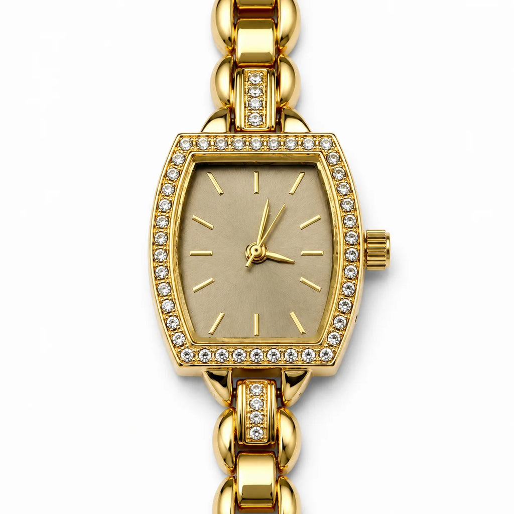 OEM Custom Logo Women's Quartz Analog Glass Dial Watch Irregular Alloy Case Metal Strap Fashion Wholesale for Ladies