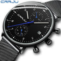 Men's Sports Watch Pearl Quartz Movement Stainless Steel Water Resistant Fashionable Multifunctional Six-Hand Mesh-Strap Box
