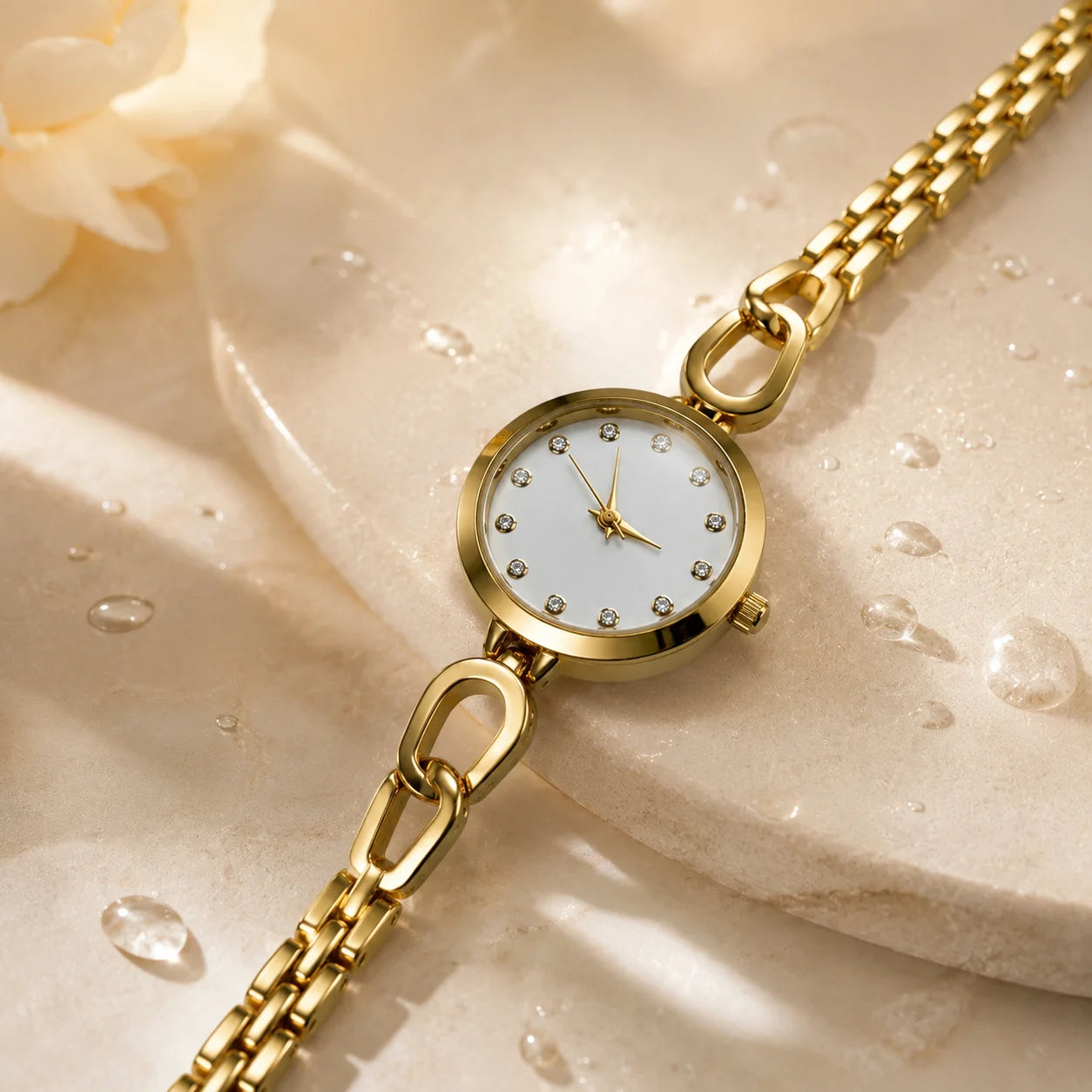 Women's Fashion Quartz Watch Alloy Case Glass Dial Stainless Steel Buckle Jewelry Clasp Metal Strap Splash Resistant Wholesale