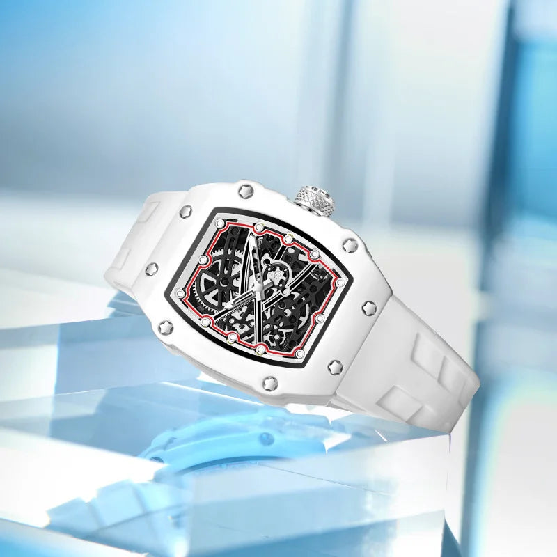 Cross-border Bestseller Ultra-Thin Fashionable Unique Mens Watch Luminous Silicone Barrel-Shaped Quartz Watch 30M Water