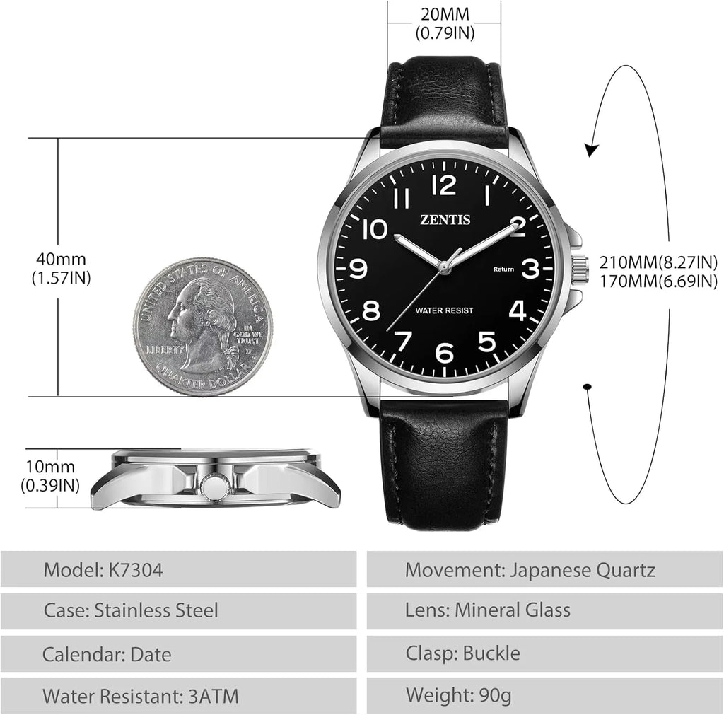 Watch for Men Fashion Minimalist Acrylic Case Lightweight Waterproof Quartz Analog Date Leather Strap Wrist Watch