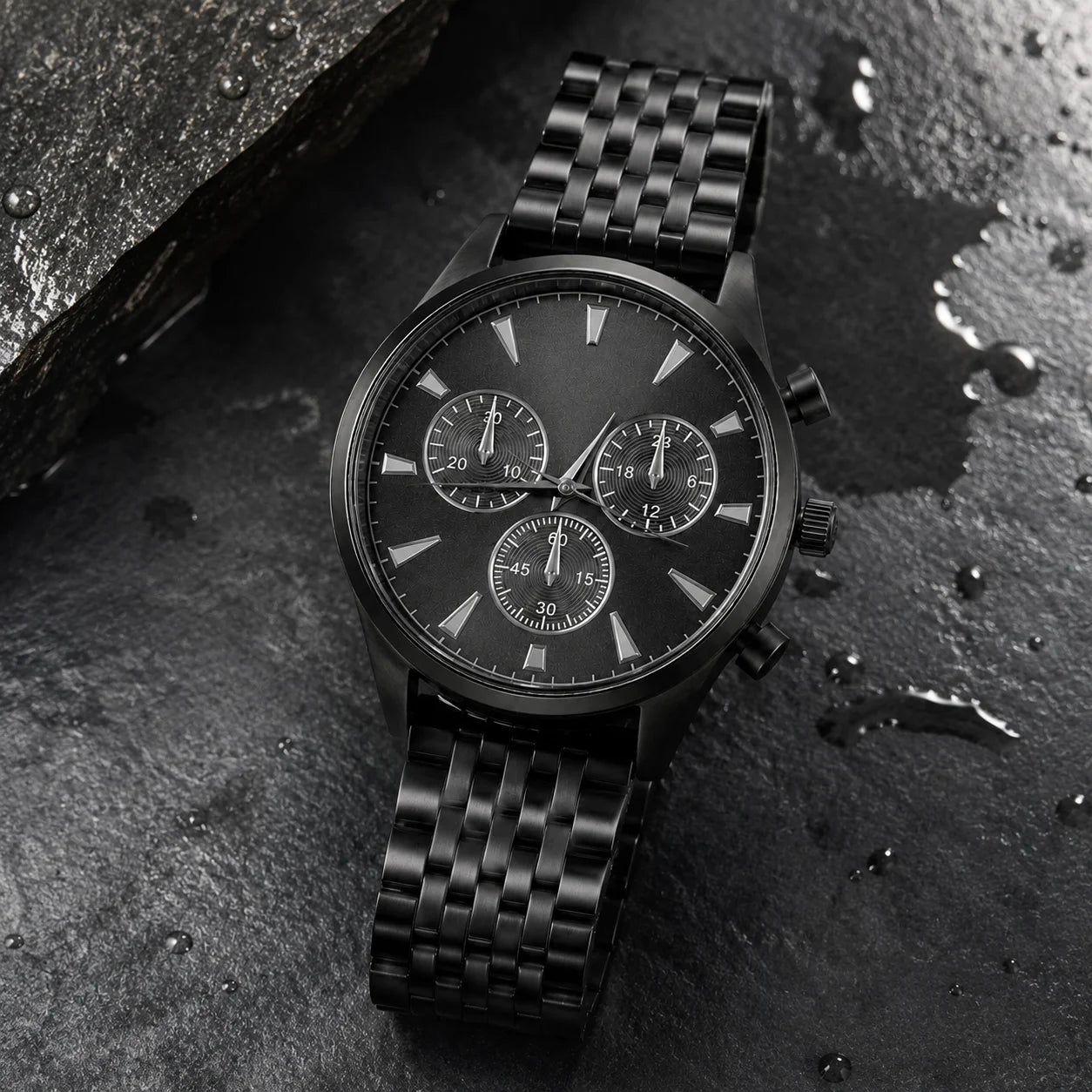 OEM Custom Logo Extra Large Round Quartz Watch Alloy Case Glass Dial Stainless Steel Strap 45mm Wholesale Men's Watch