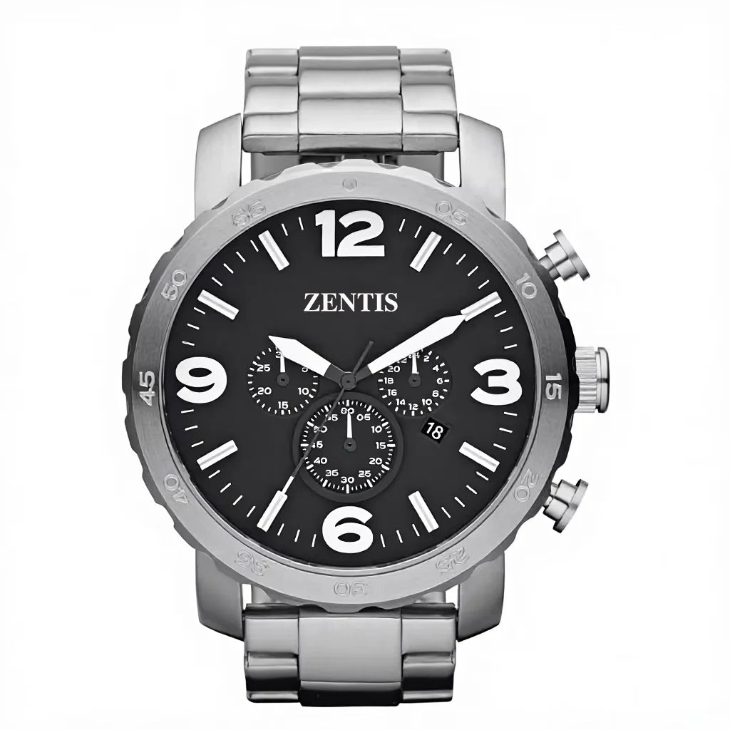 Men's Nate Quartz Analog Chronograph Oversized Stainless Steel Watch