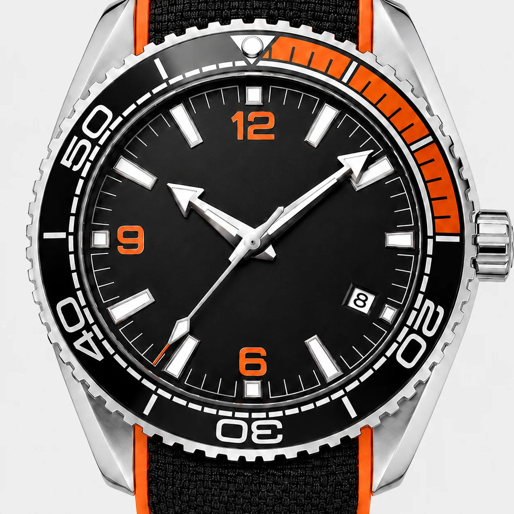 Hippocampus-Style Men's Quartz Watch Dial 45mm 30M Water Resistant Calendar Luminous Hands Nylon Band Hidden Clasp Pointer