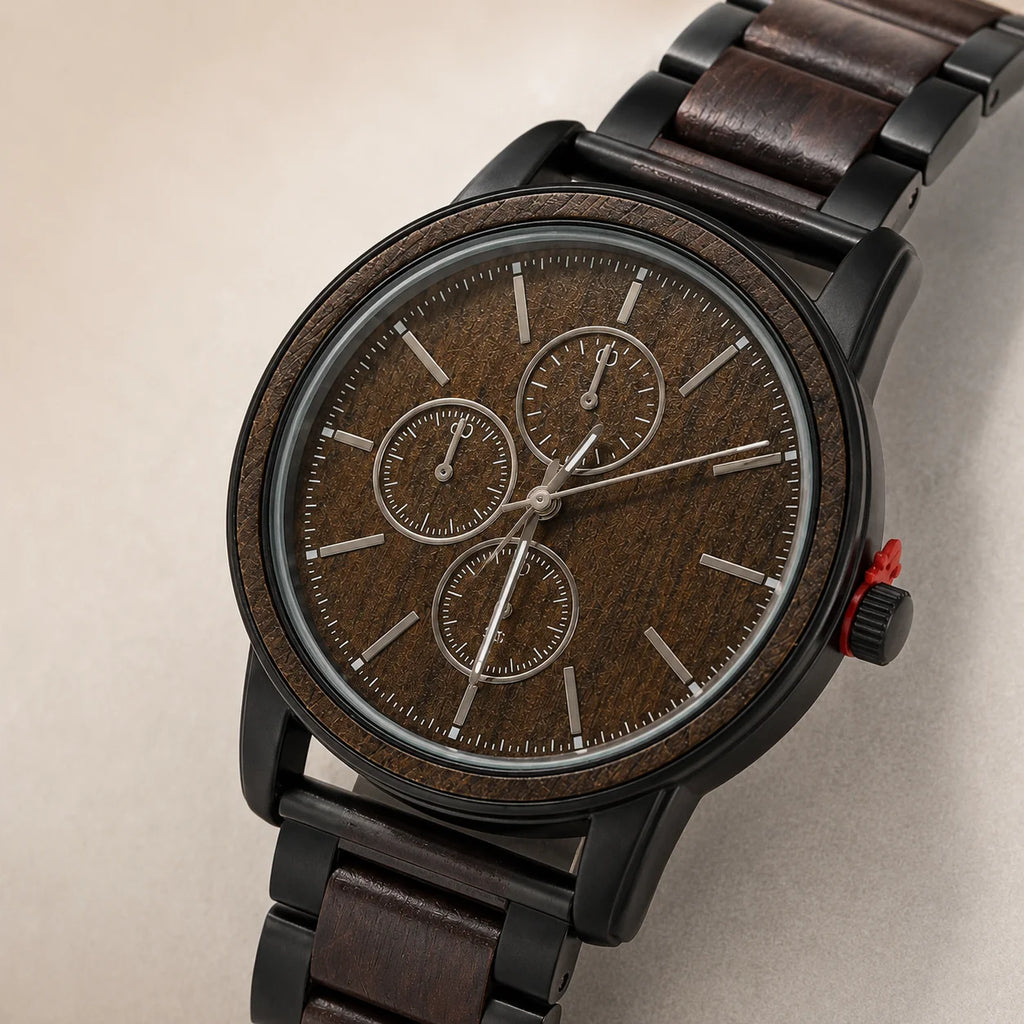 OEM Custom Logo Large Round Quartz Analog Glass Dial Alloy Case Stainless Steel Strap 43mm Splash Resistant Men Watch