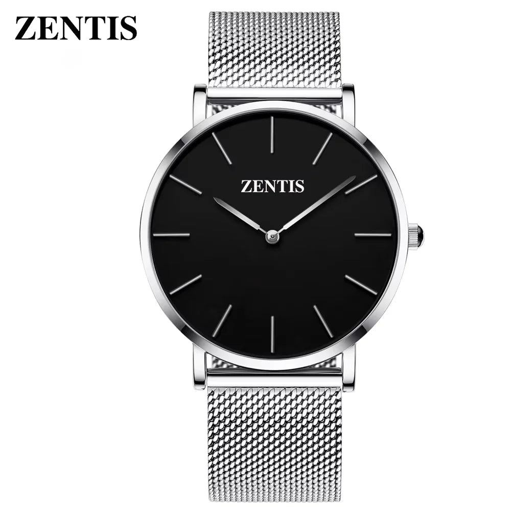 Japanese Movement Luxury Ultra-thin Milan Woven Stainless Steel Mesh Belt Quartz Watch Pointer 30m Water Resistance
