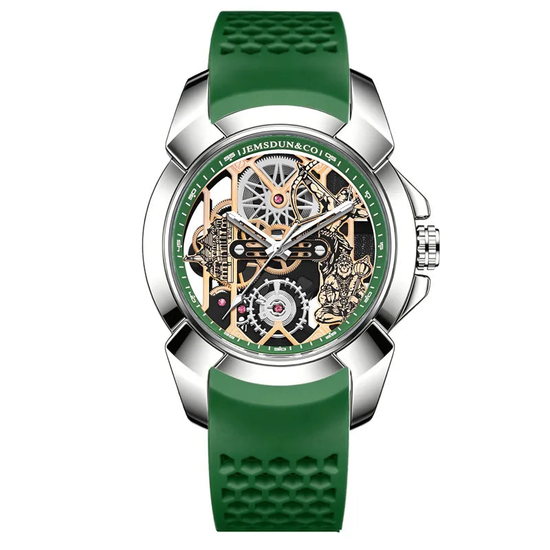 New Cross-border E-commerce Bestseller Hollow-out Men's Sporty Quartz Watch 44mm Large Pointer Silicone Band 30M Water