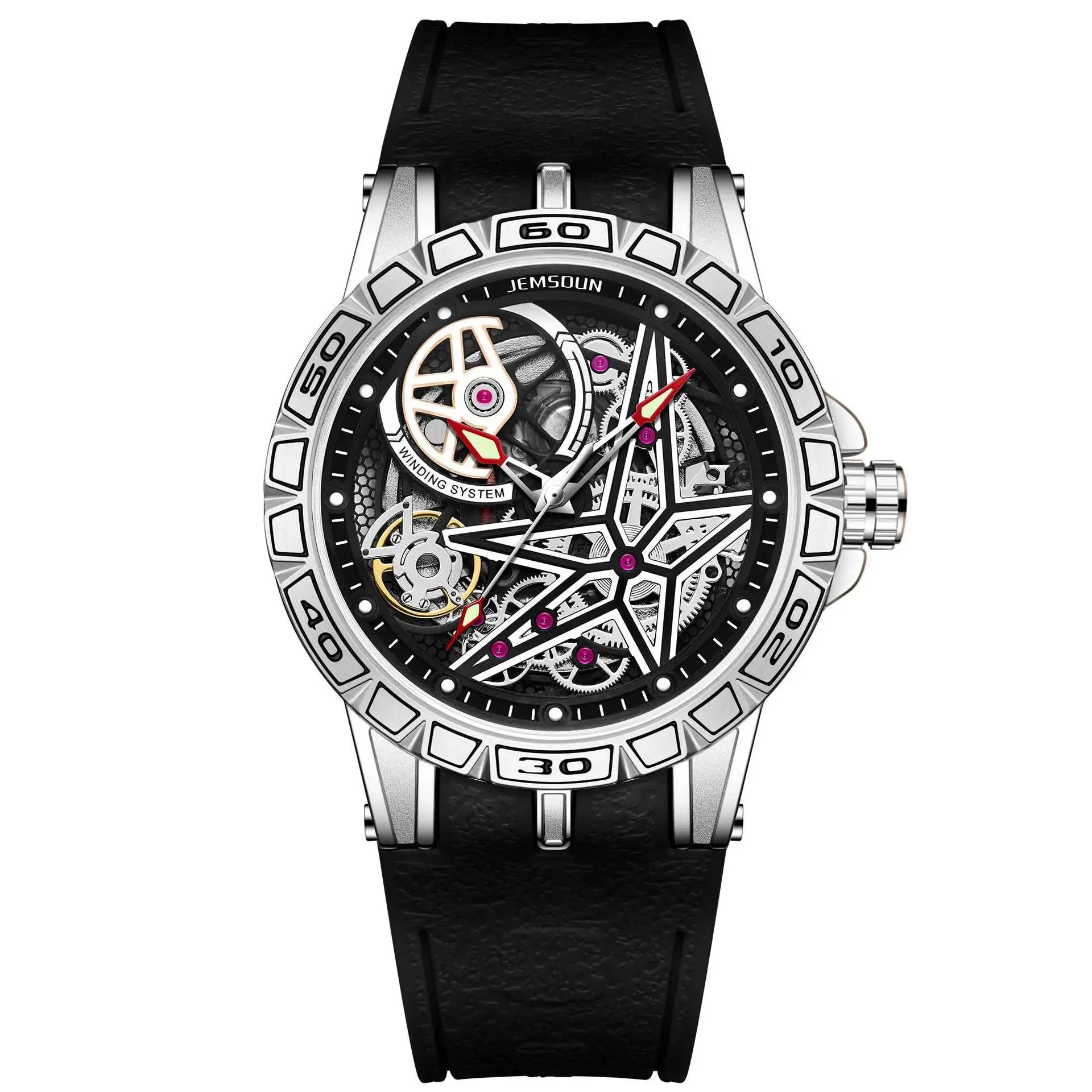 Roger Series Men's Watch Large Dial Personalized Luminous Silicone Band Alloy Case 30M Water Resistant Cross-border Watch
