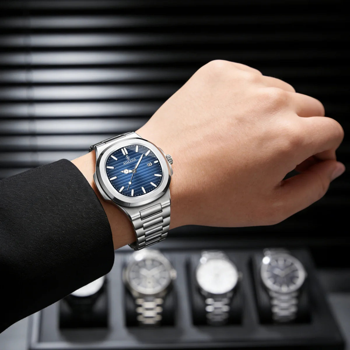 New Waterproof Ultra-Thin Alloy 41mm 9mm Stainless Steel Band Men's Quartz Watch Calendar 30M Water Resistant Pointer Live