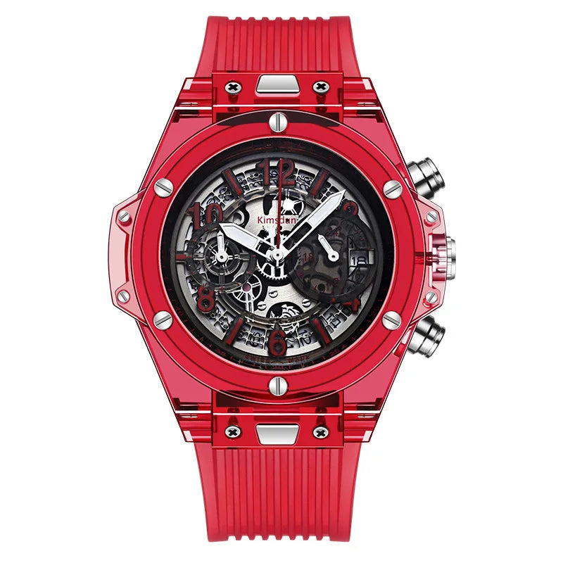 Best-selling Fashion Silicone-band Watch Stylish Minimalist Transparent Multi-functional 30M Waterproof Mineral Quartz 45mm