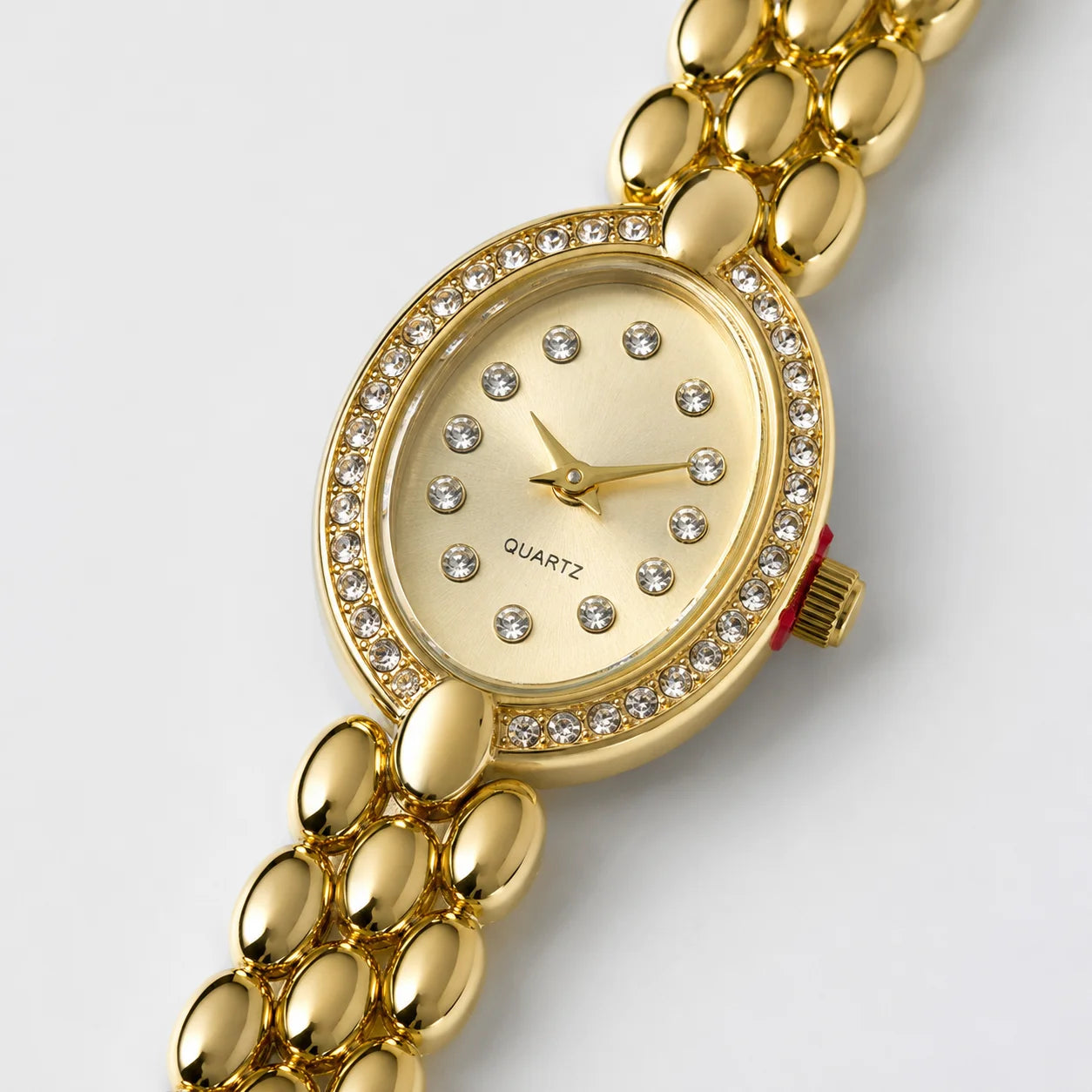 OEM Custom Logo Small Quartz Analog Glass Watch Alloy Case Metal Strap Dial Vintage Luxury Butterfly Clasp Splash Resistant