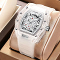 Fashion Personalized Barrel-shaped Quartz Watch Silicone Pointer Luminous Transparent Case 30M Water Resistant Stylish Mens 47mm