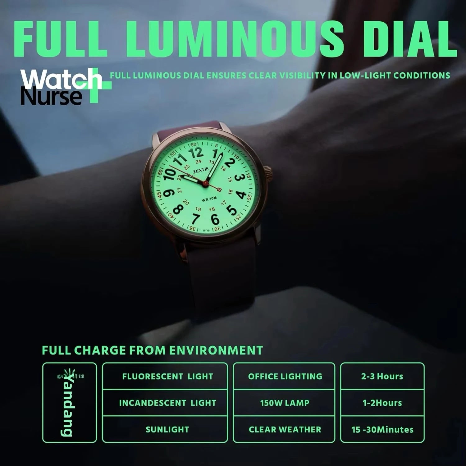 Women's Lightweight Analog Quartz Watch Acrylic Case & Band 30M Waterproof Luminous Easy-Read Dial