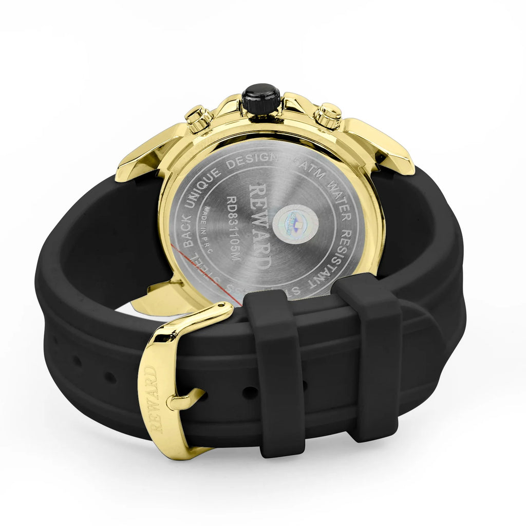 Mens Quartz Chronograph Sports Watch 45mm Dial Silicone Band Alloy Case 12mm Skin-Friendly Three-Subdial Six-Hand Pointer