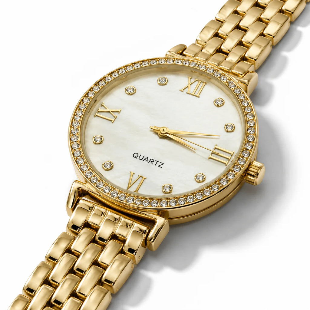 OEM Custom Logo Round Quartz Analog Glass Watch Alloy Case Metal Strap 33mm Dial Wholesale Unisex Casual